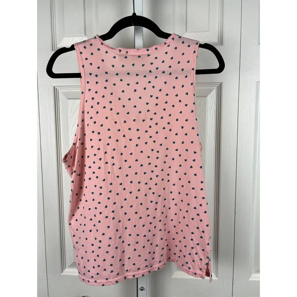 Vintage Victoria’s Secret Gold Label Pink Heart Print Sleep Tank M‎ Cotton